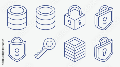 Security and data icons database lock
