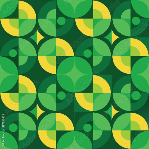 Wallpaper Mural Seamless green Bauhaus circle pattern background wallpaper Torontodigital.ca