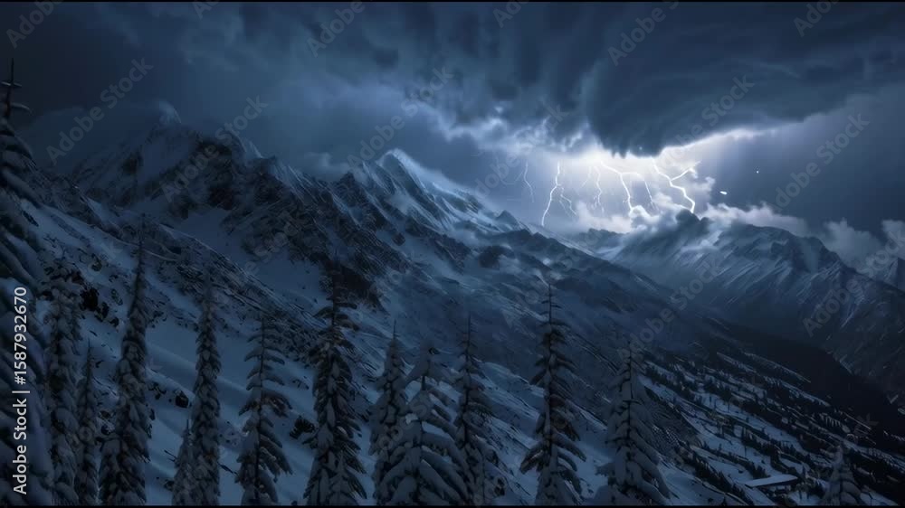 Himalayan Temple Surrounded by Lightning Storm is a mystical animated background perfect for dark fantasy visuals, ancient mythology reels, or spiritual storytelling scenes.