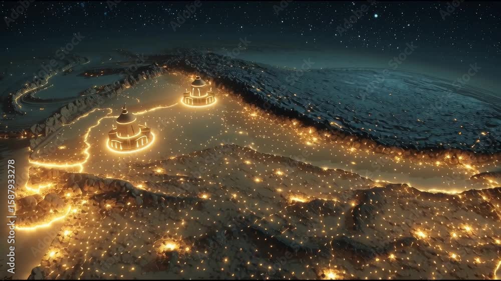 India Glowing With Devotional Festival Lights Map is a mystical animated background perfect for dark fantasy visuals, ancient mythology reels, or spiritual storytelling scenes.