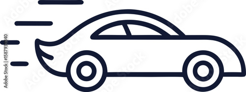speedy car icon in motion lines style