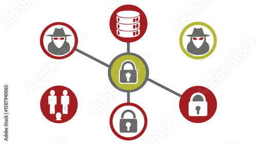 Security network icons with hackers and locks vector