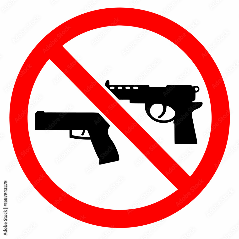 Prohibited Firearms Sign with Red Circle and Slash Indicates No Guns Allowed in the Area Prohibited Firearms Sign with Red Circle and Slash Indicates No Guns Allowed in the Area