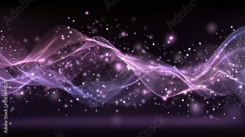 Abstract Purple and Pink Wave Patterns with Sparkling Effects