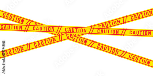 Yellow tapes border. Crime scene striped police ribbon. Seamless barrier borders for criminal accident zones. Warning tapes lines for restriction of crime places. Vector illustration in eps 10.