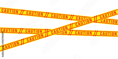 Yellow tapes border. Crime scene striped police ribbon. Seamless barrier borders for criminal accident zones. Warning tapes lines for restriction of crime places. Vector illustration in eps 10.