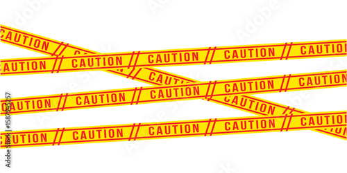 Yellow tapes border. Crime scene striped police ribbon. Seamless barrier borders for criminal accident zones. Warning tapes lines for restriction of crime places. Vector illustration in eps 10.