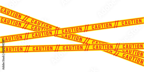 Yellow tapes border. Crime scene striped police ribbon. Seamless barrier borders for criminal accident zones. Warning tapes lines for restriction of crime places. Vector illustration in eps 10.