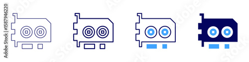 Graphics overheating icon in 4 different styles. Thin Line, Line, Bold Line, Duotone. Duotone style. Editable stroke