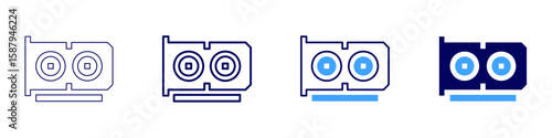 Graphics slot icon in 4 different styles. Thin Line, Line, Bold Line, Duotone. Duotone style. Editable stroke