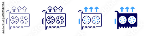 Memory bandwidth icon in 4 different styles. Thin Line, Line, Bold Line, Duotone. Duotone style. Editable stroke