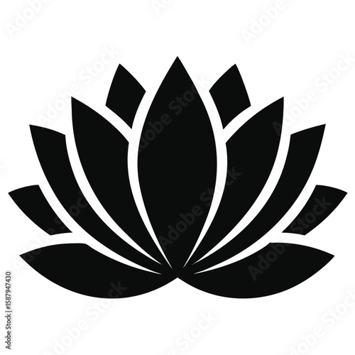 A bold silhouette of a lotus flower, a symbol of purity, enlightenment, and spiritual beauty.
