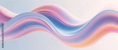 Dynamic Flowing Abstract Waves with Smooth Gradient Colors, Modern Digital Art Illustration for Serene Backgrounds