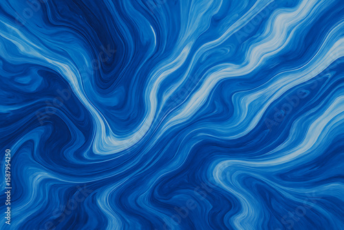Abstract blue and white spiral vortex. Fluid art background with a swirling effect.