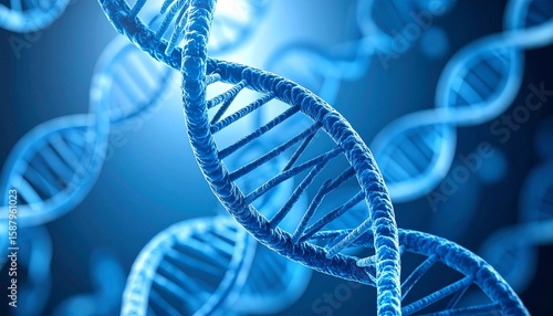 DNA double helix in blue