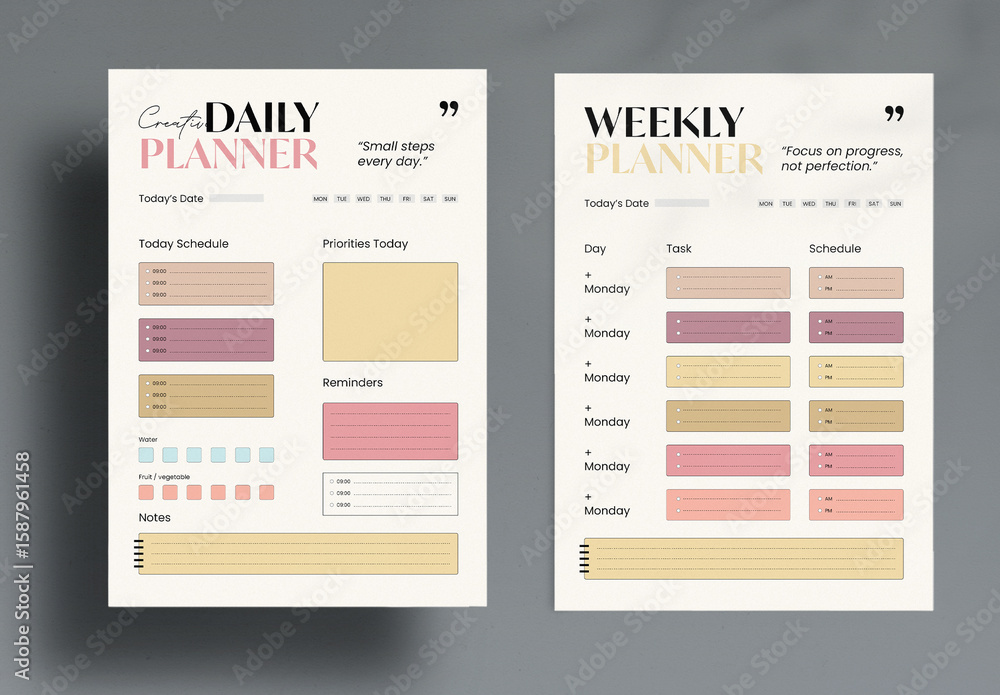 Daily and Weekly Planner Template Stock Template | Adobe Stock