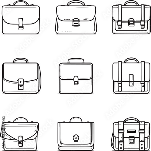 Vintage Satchel Ultra Minimalist 2D Line Art