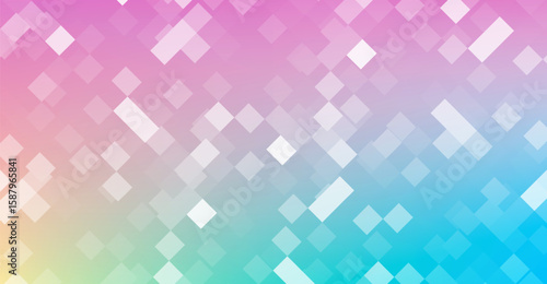 Gradient blend background featuring a pattern of translucent white squares that fade across the pink, blue, and green surface to evoke a sense of modern, ethereal softness