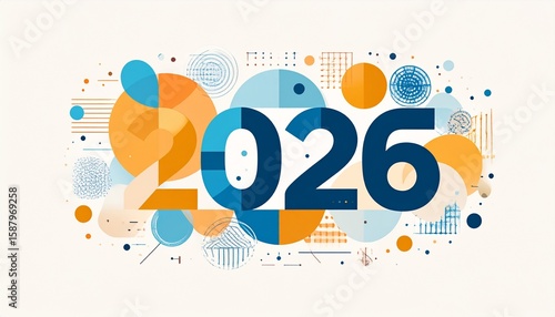 Vibrant 2026 Celebration Abstract Design for New Year, Future, and Anniversary Events