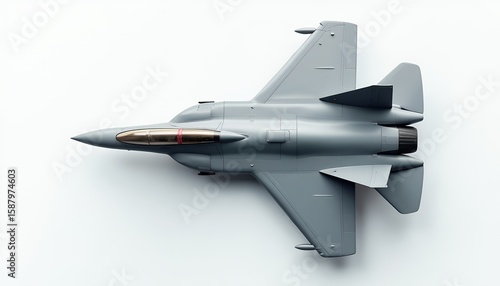 Top View of a Modern Grey Fighter Jet