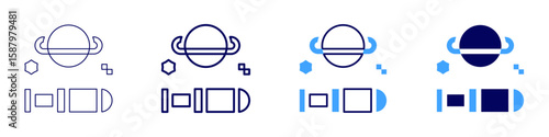 Astrophysics icon in 4 different styles. Thin Line, Line, Bold Line, Duotone. Duotone style. Editable stroke