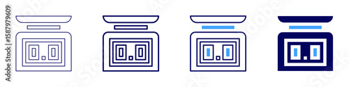 Balance scale icon in 4 different styles. Thin Line, Line, Bold Line, Duotone. Duotone style. Editable stroke