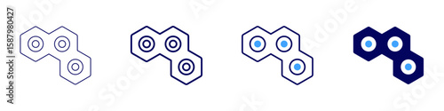 Complex ion icon in 4 different styles. Thin Line, Line, Bold Line, Duotone. Duotone style. Editable stroke