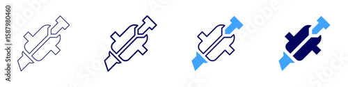 Condenser icon in 4 different styles. Thin Line, Line, Bold Line, Duotone. Duotone style. Editable stroke