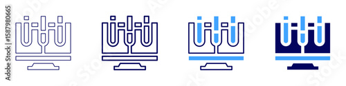 Distillation flask icon in 4 different styles. Thin Line, Line, Bold Line, Duotone. Duotone style. Editable stroke