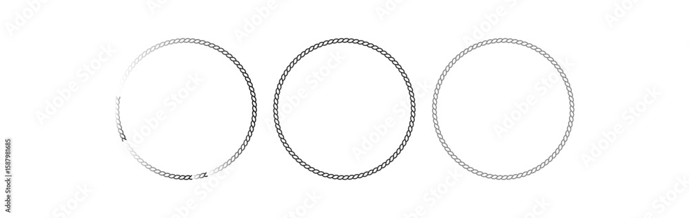 Rope brushes set. Knit patterns. Rope collections Ropes in knotting style. Vector illustration Rope brushes set. Knit patterns. Rope collections Ropes in knotting style. Vector illustration