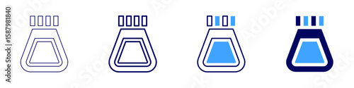 Flask rinsing icon in 4 different styles. Thin Line, Line, Bold Line, Duotone. Duotone style. Editable stroke