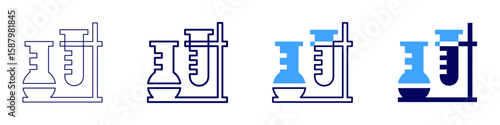 Flask response icon in 4 different styles. Thin Line, Line, Bold Line, Duotone. Duotone style. Editable stroke