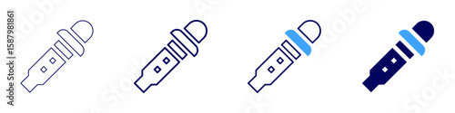 Flask reagent icon in 4 different styles. Thin Line, Line, Bold Line, Duotone. Duotone style. Editable stroke