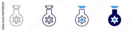 Flask sulfate icon in 4 different styles. Thin Line, Line, Bold Line, Duotone. Duotone style. Editable stroke