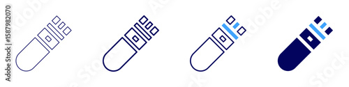 Flask suspension icon in 4 different styles. Thin Line, Line, Bold Line, Duotone. Duotone style. Editable stroke