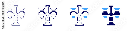 Flask titrant icon in 4 different styles. Thin Line, Line, Bold Line, Duotone. Duotone style. Editable stroke