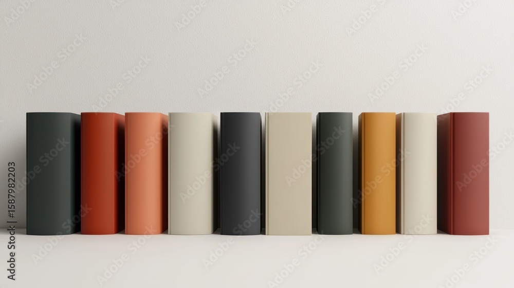 Naklejka premium 3d render lineup of minimal book covers on white background