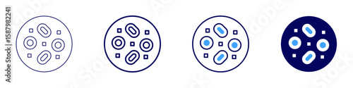Fungal spore icon in 4 different styles. Thin Line, Line, Bold Line, Duotone. Duotone style. Editable stroke