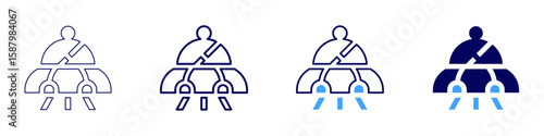 Mars landing icon in 4 different styles. Thin Line, Line, Bold Line, Duotone. Duotone style. Editable stroke