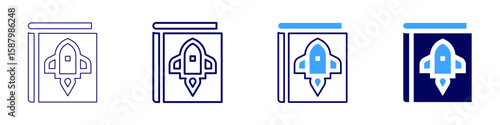 Space mining icon in 4 different styles. Thin Line, Line, Bold Line, Duotone. Duotone style. Editable stroke