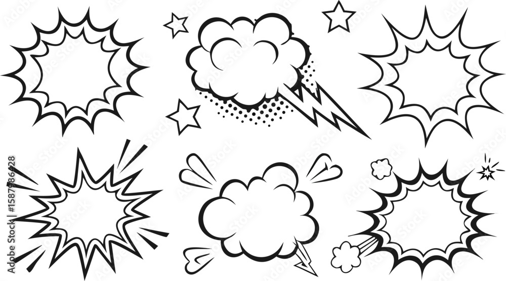 Fototapeta premium Set of Comic Style Speech Bubbles and Thought Clouds for Graphic Design Projects (Vector Illustration)