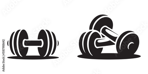 Dumbbell Icon Vector | Fitness Gym Weight Symbol | Black Workout Equipment Graphic