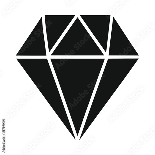 A minimalist silhouette of a diamond shape, representing luxury, value, and precious jewels.