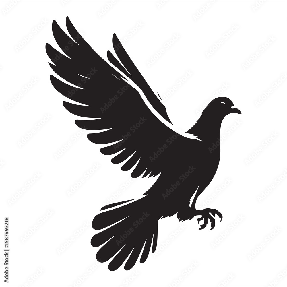 Obraz premium siting pigeon Silhouette Vector Art and Graphic vector black color silhouette , white background 