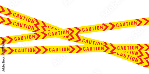 Yellow police tape with danger, stop, and warning signs, emergency situation, restricted access concept icon in eps 10.
