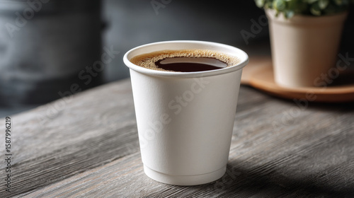 A white paper cup holds an Americano, illustrating a takeaway coffee concept