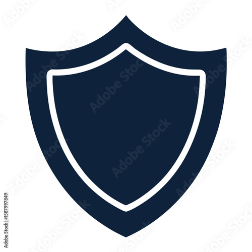 A minimalist silhouette of a shield, representing protection, security, and defense.