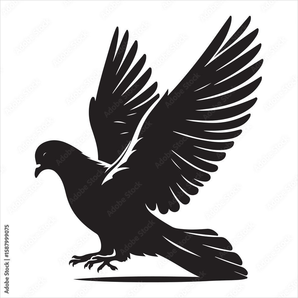 Fototapeta premium siting pigeon Silhouette Vector Art and Graphic vector black color silhouette , white background 