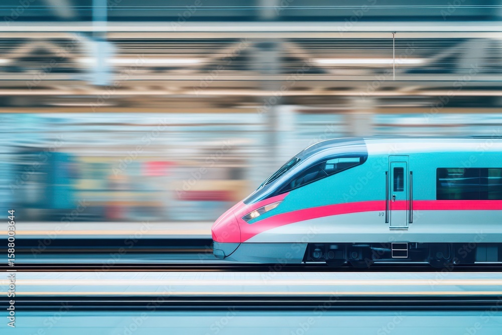 Obraz premium Bullet Train Motion Blur Generative Ai