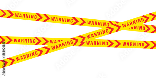 Yellow police tape with danger, stop, and warning signs, emergency situation, restricted access concept icon in eps 10.